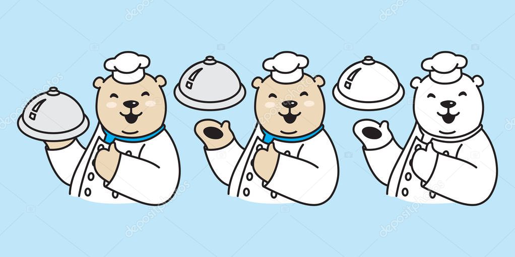 Bear vector polar Bear logo icon chef cooking bakery cartoon character illustration doodle