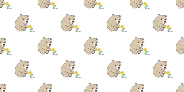 Oso Patrón Inconsútil Oso Polar Vector Panda Flor Teddy Fondo — Archivo Imágenes Vectoriales