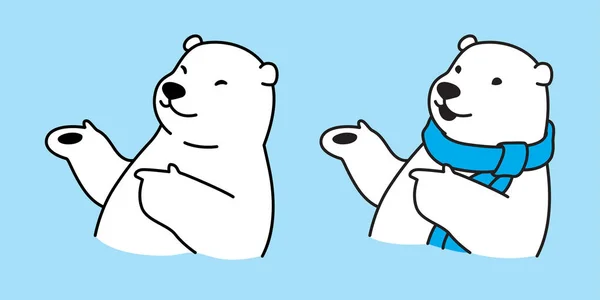 Oso Vector Polar Oso Icono Logo Bufanda Ilustración Carácter Garabato — Archivo Imágenes Vectoriales