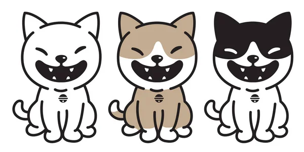 Γάτα Διάνυσμα Λογότυπο Εικονίδιο Χαρακτήρα Κινουμένων Σχεδίων Γατάκι Τσίτι Χαμόγελο — Διανυσματικό Αρχείο