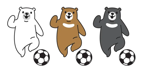 ベクトル シロクマ サッカー サッカーのロゴ アイコン シンボル キャラ漫画イラストを負担します — ストックベクタ