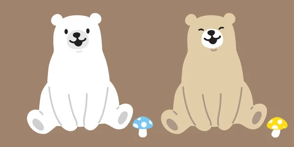 Wektor Niedźwiedź Niedźwiedź Polarny Logo Ikona Grzyb Ilustracja Kreskówka Postać — Wektor stockowy