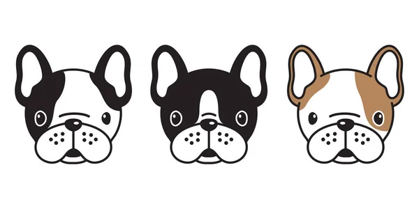 Hond Vector Franse Bulldog Pug Hoofd Logo Pictogram Illustratie Cartoon — Stockvector