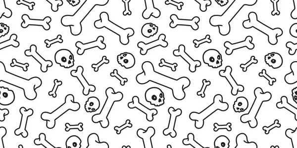 Skull Bone Seamless Pattern Halloween Vector Skeleton Ghost Isolated Background — Stock Vector