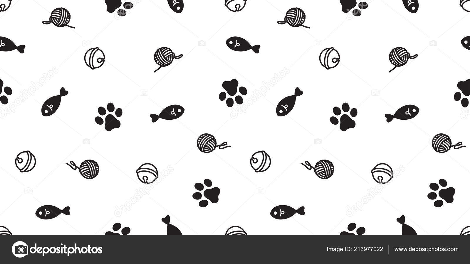 Gato Sem Costura Padrão Vetor Gatinho Pata Gato Brinquedo Cachecol Vetor de  ©CNuisin 213977022, image size:1600x900