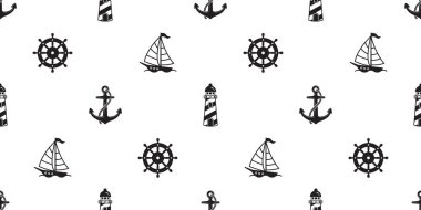 Çapa Seamless modeli tekne vektör dümen deniz feneri deniz deniz tropikal yaz izole kiremit arka plan tekrar duvar kağıdı