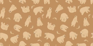 Dikişsiz desen kutup ayısı vektör panda teddy izole arka plan tekrar kahverengi ayı