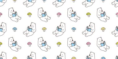 ayı seamless modeli kutup ayısı vektör panda oyuncak kitap mantar izole kiremit arka plan tekrar duvar kağıdı okuma