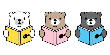 vektör kutup ayısı simgesi logosu kitap çizgi film karakteri örnek küçük resim okuma