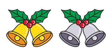 Çizgi film illüstrasyon zil Noel Bell vektör simge Noel Baba logo Sevgililer yeni yıl hediye