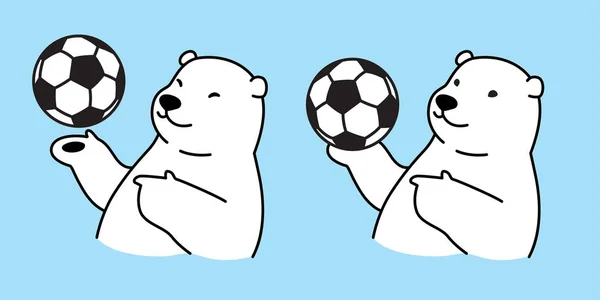 Oso Vector Polar Oso Fútbol Fútbol Dibujos Animados Carácter Icono — Archivo Imágenes Vectoriales