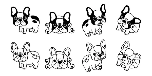 Perro Vector Francés Bulldog Icono Logo Dibujos Animados Carácter Ilustración — Archivo Imágenes Vectoriales
