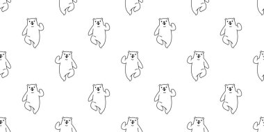 Dikişsiz desen vektör kutup ayısı panda çizgi film ayı teddy çalışan izole arka plan tekrar doodle duvar kağıdı