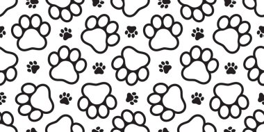Köpek pençe Dikişsiz desen vektör ayak izi yavru kedi köpek yavrusu döşeme arka plan tekrar duvar kağıdı çizgi film beyaz illüstrasyon izole