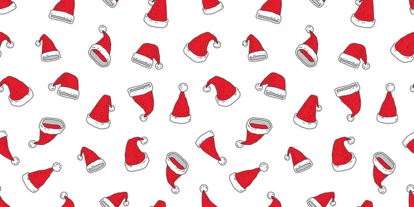 クリスマスのシームレスなパターン ベクトル サンタ帽子スカーフ分離イラスト漫画新年壁紙タイル背景赤を繰り返します — ストックベクタ