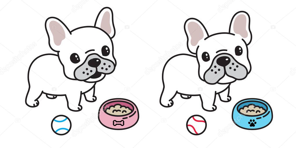 Dog vector french bulldog logo icon cartoon character baseball bowl illustration symbol white
