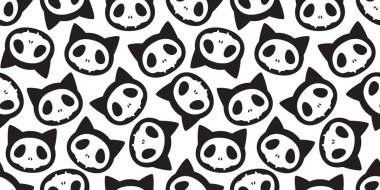 İzole kedi Dikişsiz desen vektör Cadılar Bayramı kafatasını iskelet hayalet eşarp tekrar duvar kağıdı döşeme arka planı