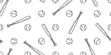 Beyzbol Dikişsiz desen vektör softball beyzbol sopası izole eşarp döşeme arka planı izole beyaz duvar kağıdı