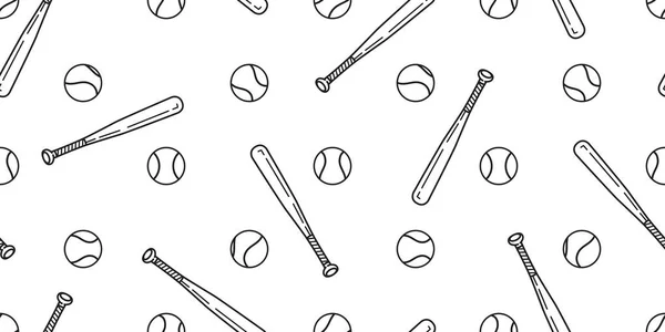 Бейсбол Безшовний Візерунок Вектор Софтбол Бейсбол Кажан Шарф Ізольовані Шпалери — стоковий вектор