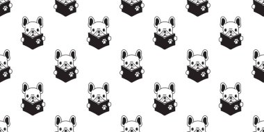 Köpek Dikişsiz desen vektör Fransız buldozer pug izole kitap arka plan okuma tekrar duvar kağıdı