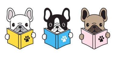 köpek vektör Fransız buldozer simge pug logo çizgi film karakteri tasarlamak kitap doodle okuma