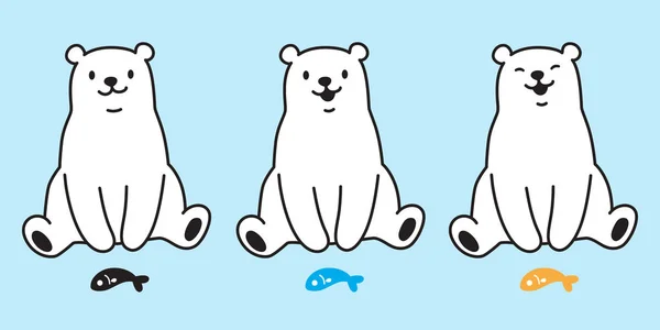 Bär Vektor Eisbär Ikone Logo Sitzt Cartoon Figur Illustration — Stockvektor