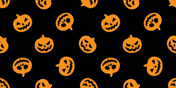 Pumpkin Seamless Pattern Halloween Vector Ghost Scarf Isolated Tile Background — Stock Vector