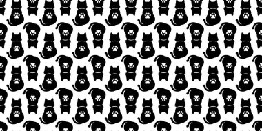 kedi Dikişsiz desen vektör pençe tekrar duvar kağıdı eşarp izole Cadılar Bayramı yavru kedi alaca karikatür döşeme arka planı