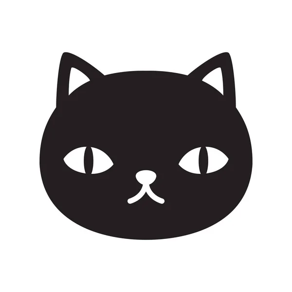 Cat Vector Icon Kitten Cartoon Character Logo Face Head Black — Stock Vector