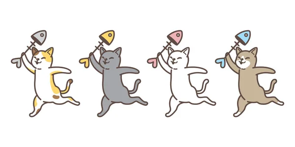 kedi vektör yavru kedi alaca balık somon karakter karikatür çizim logo simge doodle