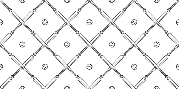 Baseball Nahtlose Muster Vektor Softball Baseballschläger Schal Isoliert Fliese Hintergrund — Stockvektor