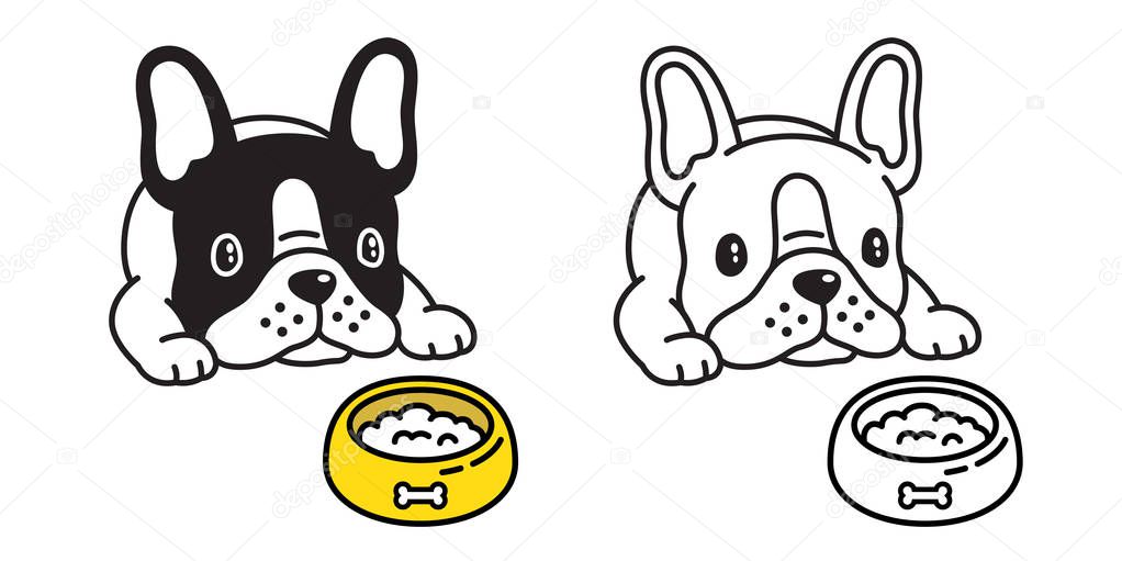 Dog vector french bulldog icon cartoon logo food bowl character illustration symbol doodle