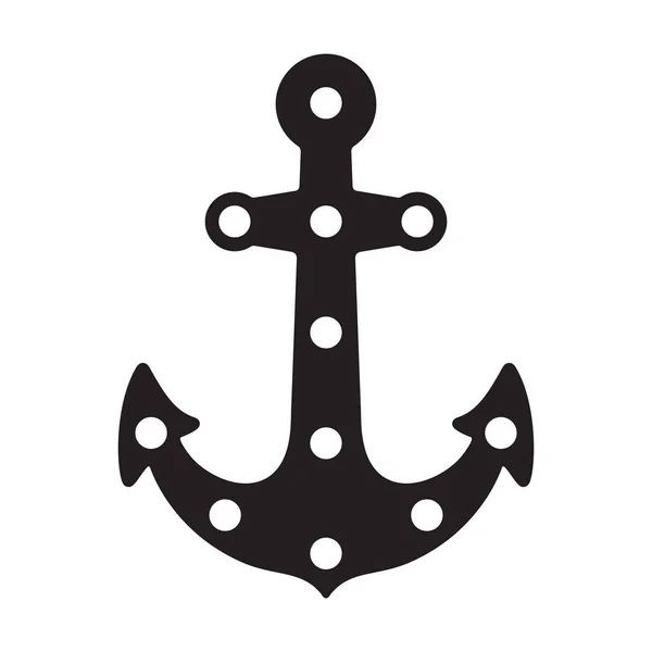 Anker Vector Pictogram Logo Boot Nautische Piraat Maritieme Roer Illustratie — Stockvector