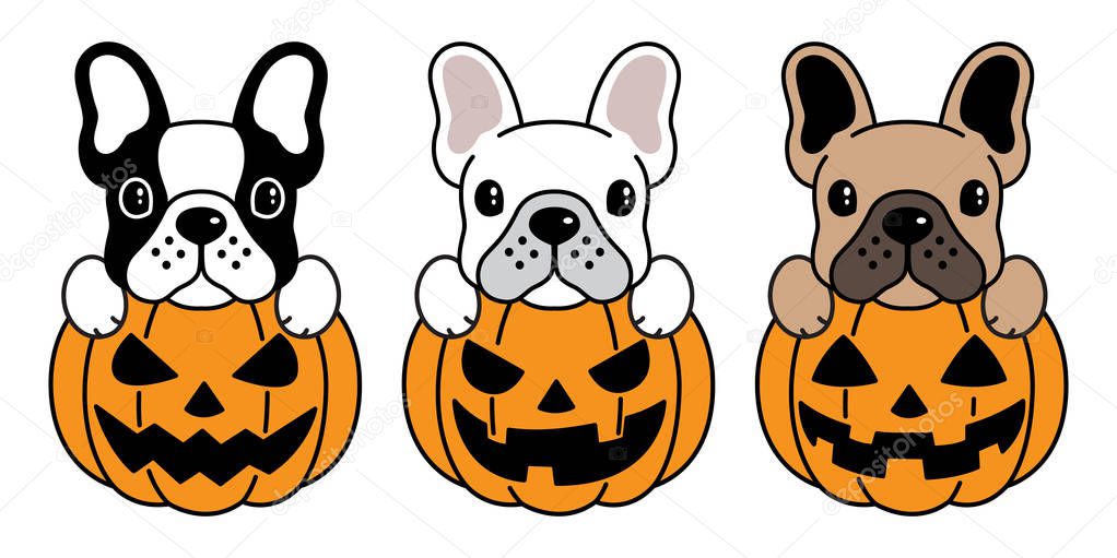 dog vector french bulldog pumpkin Halloween icon logo illustration symbol cartoon
