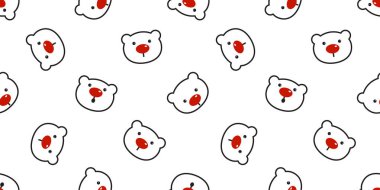 ayı seamless modeli kutup ayısı Noel panda kırmızı burun teddy çizgi film izole eşarp döşeme arka plan tekrar duvar kağıdı illüstrasyon vektör