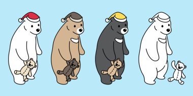 Ayı kutup ayı Noel simge logo uyku oyuncak bebek pijama çizgi film karakteri illüstrasyon sembolü doodle vektör