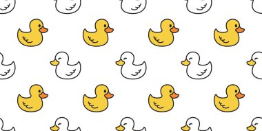 ördek Dikişsiz desen vektör lastik ördek döşeme arka plan tekrar duvar kağıdı izole eşarp illüstrasyon beyaz sarı