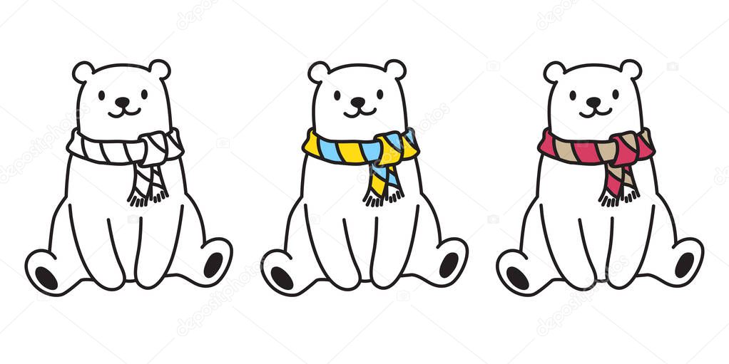 bear vector polar bear scarf icon logo cartoon character illustration