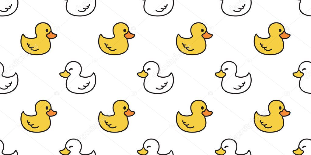 duck seamless pattern vector rubber duck tile background repeat wallpaper scarf isolated illustration white yellow