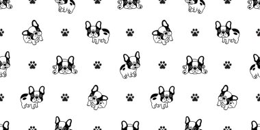 Köpek seamless modeli Fransız buldozer pençe vektör tekrar arka plan kiremit karikatür izole siyah duvar kağıdı