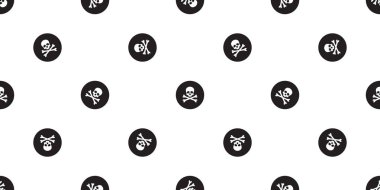 korsan çapraz kemik seamless modeli Cadılar Bayramı kafatası polka dot arka plan duvar kağıdı izole siyah