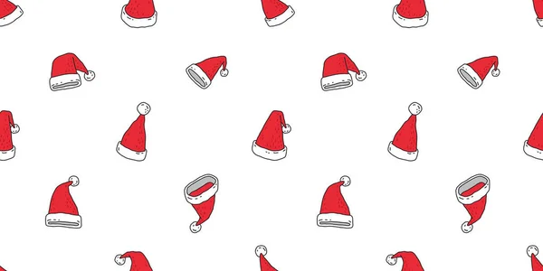 クリスマス帽子のシームレスなパターン ベクトル サンタ クロース雪だるま漫画分離されたタイルの背景の壁紙イラスト — ストックベクタ