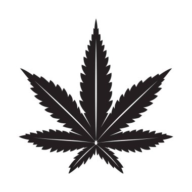 Esrar vektör esrar yaprak ot simgesi logo illüstrasyon klip sanat grafik siyah