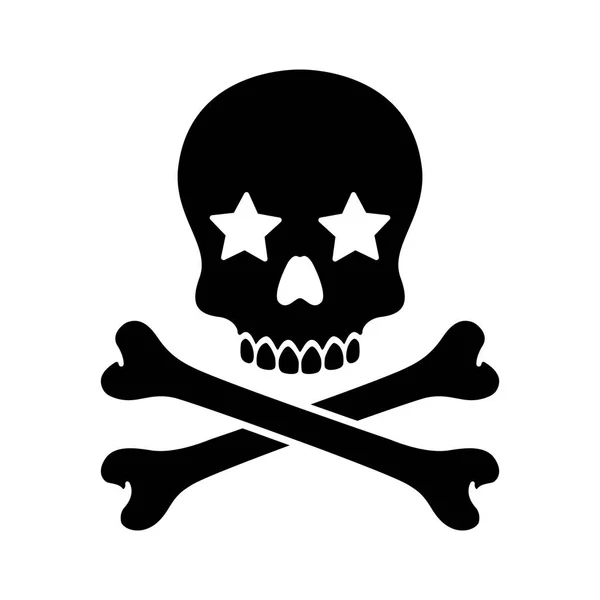 Pirata Teschio Vettore Halloween Stella Icona Logo Osso Fantasma Scheletro — Vettoriale Stock