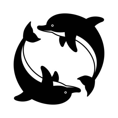 yunus vektör simge logo balık karakter sembol köpekbalığı balina okyanus deniz illüstrasyon grafik karikatür