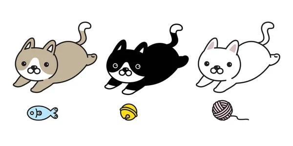 Gato Vector Icono Logotipo Gatito Calico Carácter Dibujos Animados Ilustración — Archivo Imágenes Vectoriales