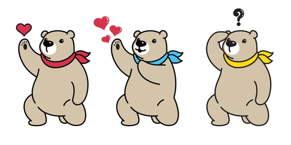 Medvěd Vektorové Ledních Medvědů Ikonu Logo Kreslený Obrázek Srdce Valentine — Stockový vektor