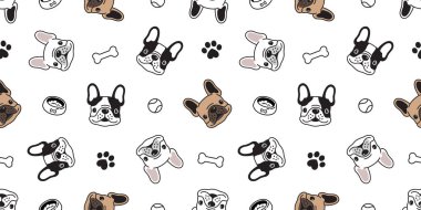 Köpek Dikişsiz desen vektör Fransız buldozer pençe kemik topu döşeme arka plan eşarp izole tekrar duvar kağıdı illüstrasyon karikatür köpek doğurmak