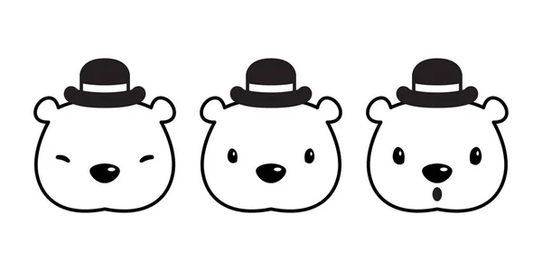 Медведь Вектор Полярный Медведь Иконка Логотип Шляпа Шапка Мультяшный Персонаж — стоковый вектор