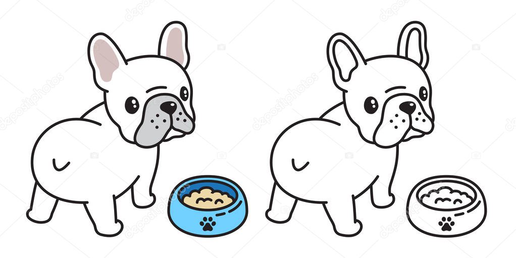 Dog vector french bulldog logo icon bowl food cartoon character illustration symbol